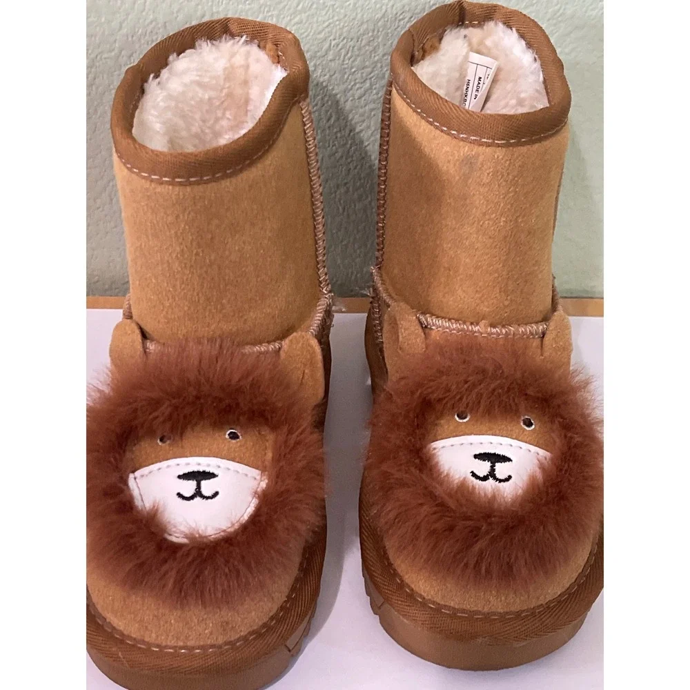 Dream Paris Kids Boys Girls Cute Animal Faux Sherpa Lining Winter Boots Size 10